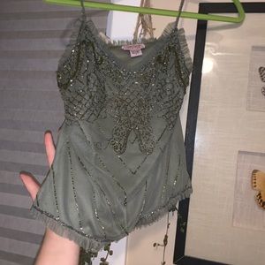 Crystal slip top with beads